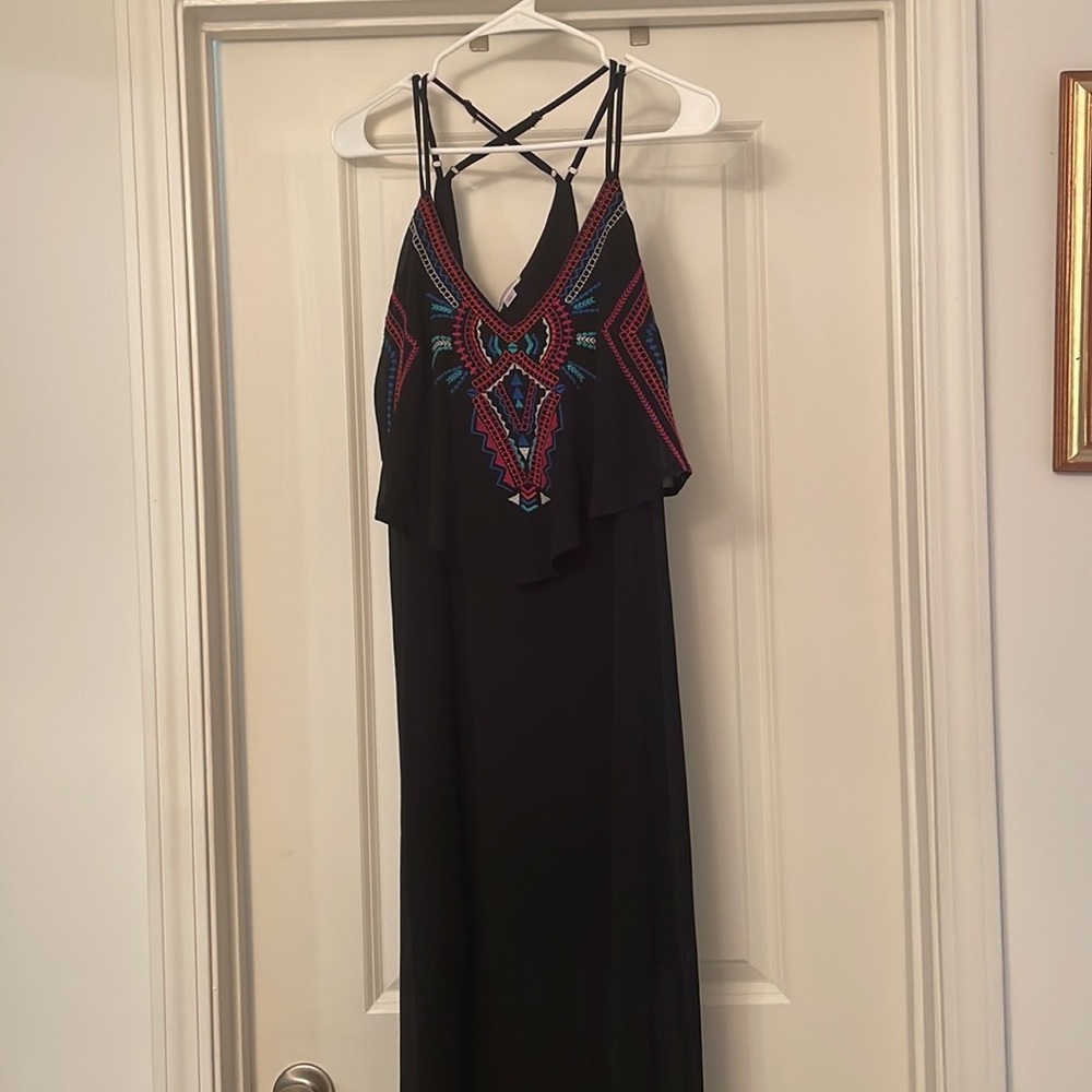 Black cross strap black summer dress.